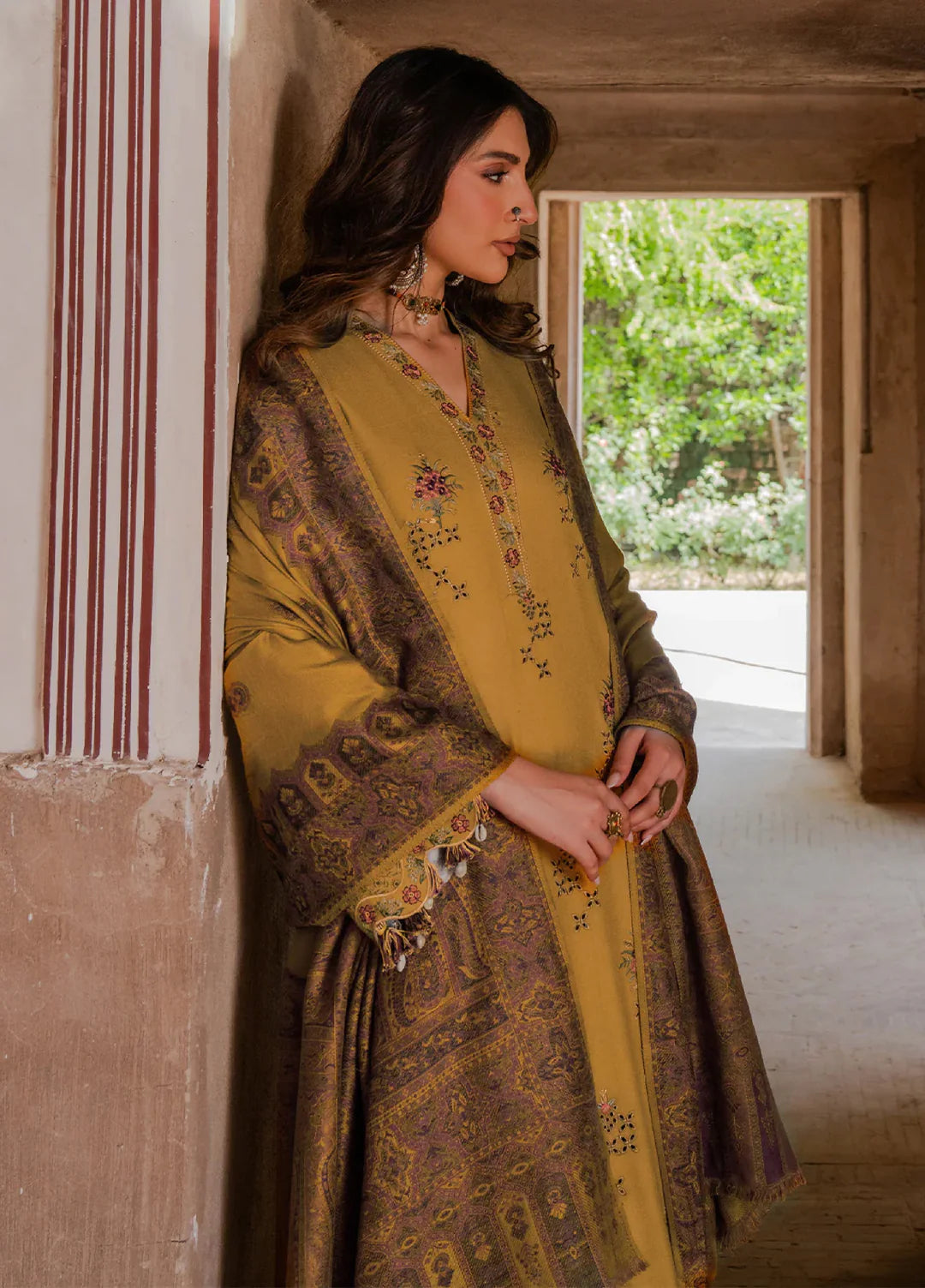 Izel Chikenkari Embroidered Dhanak Three Piece D-999