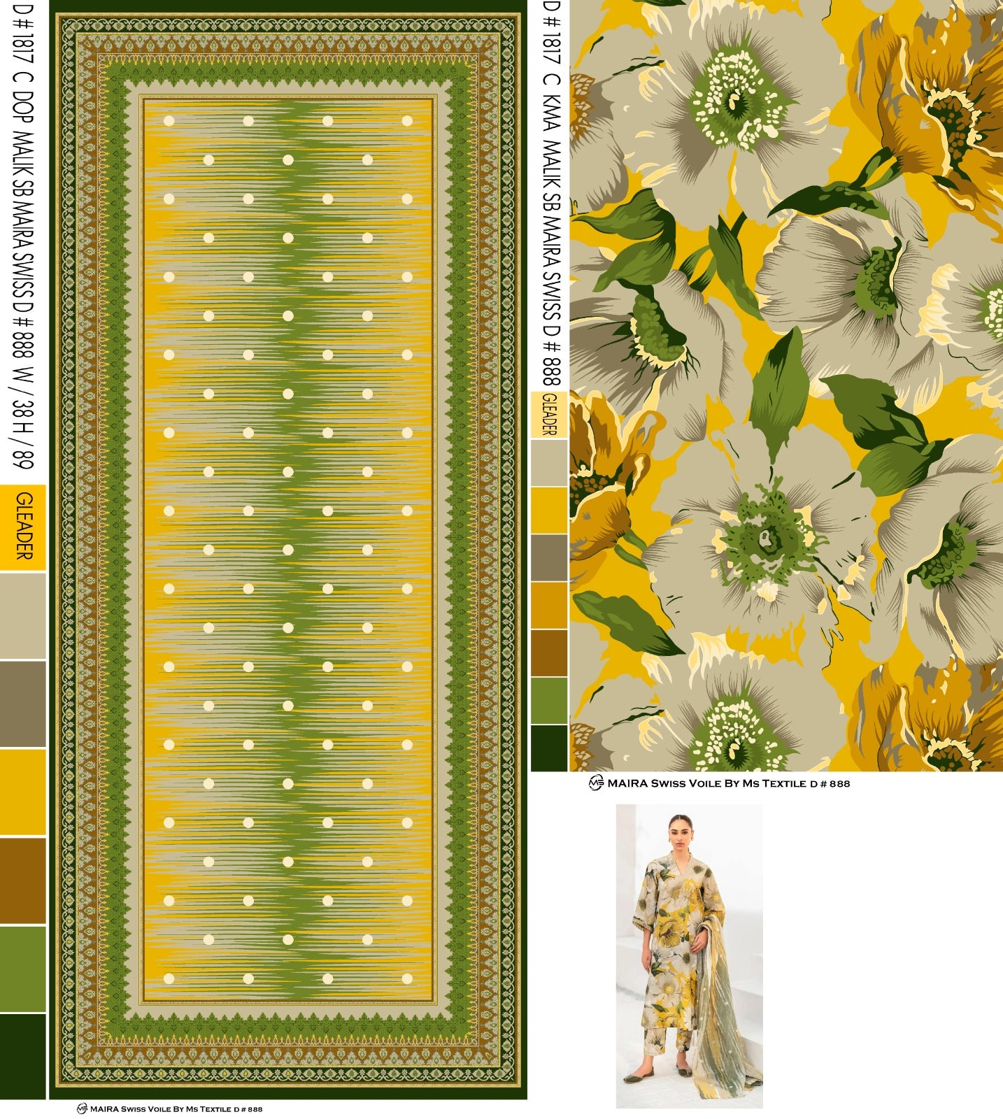 Baroque D-184 Khaddar Printed three piece