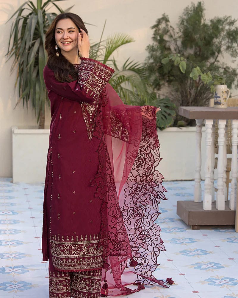 3PCs Embroidered Lawn Dress With Organza Embroidered Dupatta VL 1015