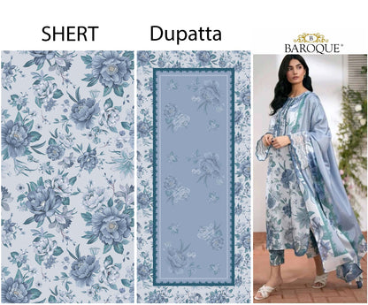 Baroque D-185 Khaddar Printed three piece