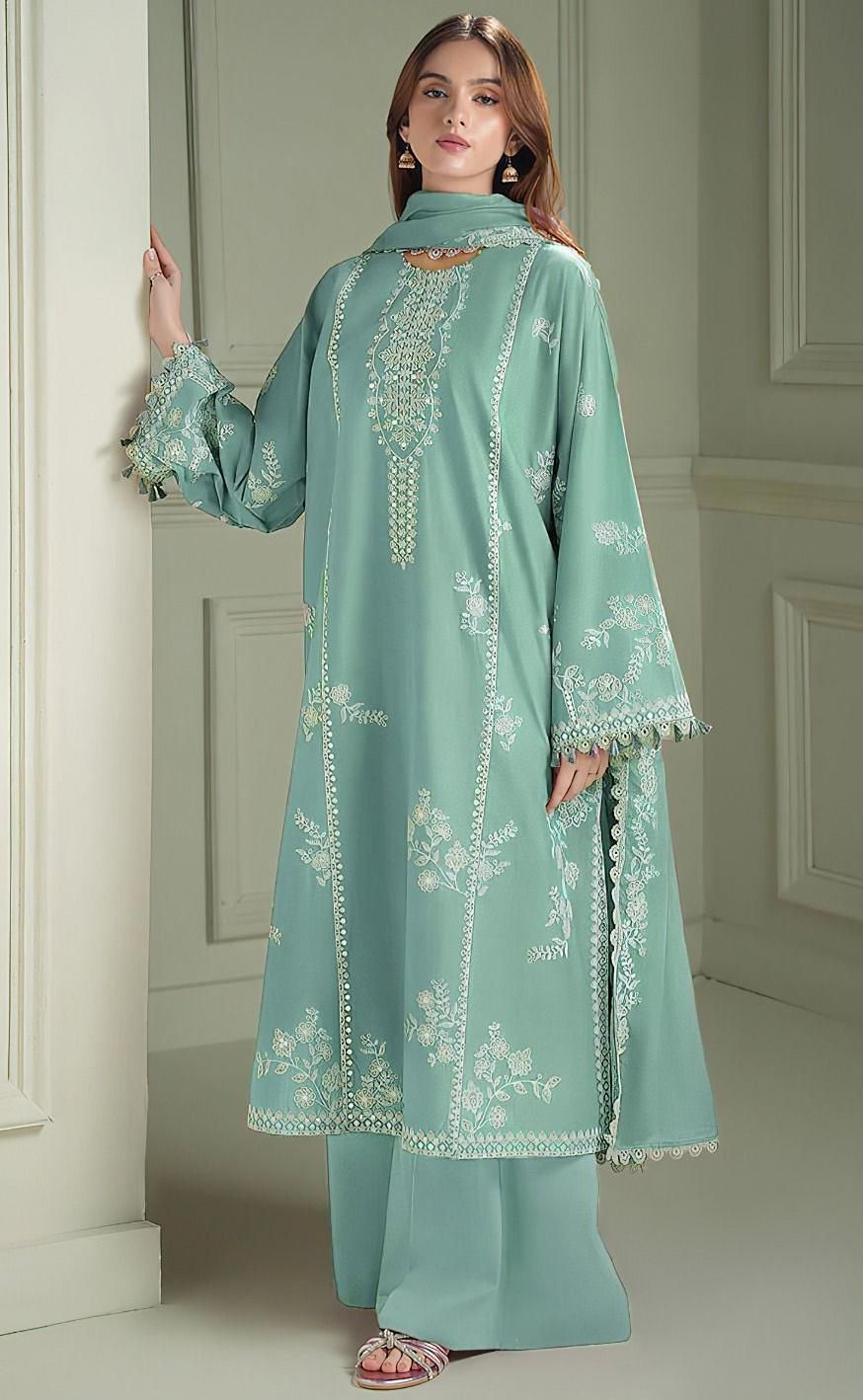 Cross Stitch Embroidered lawn Three Piece CS-41 Sky