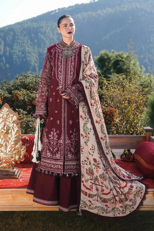 Hussain Rehar 3pc Dahank Embroidered Suit B-01