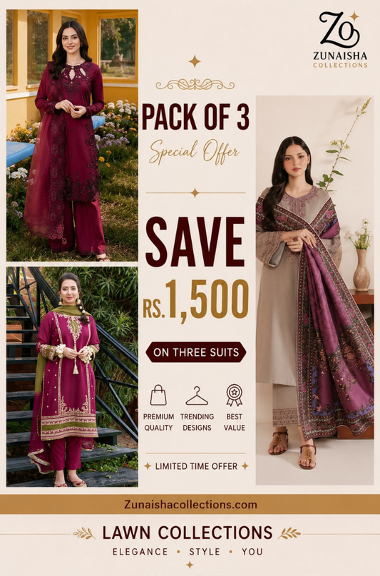 Pack of 3 Summer Lawn Suits | Save Rs. 1,500 | Limited Time Offer Deal 8