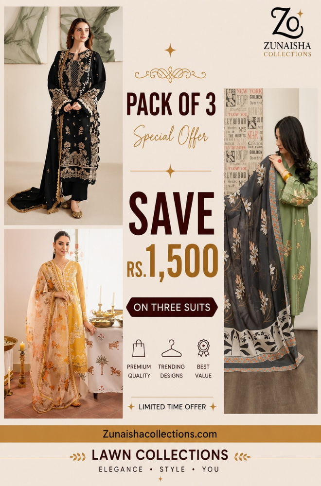 Pack of 3 Summer Lawn Suits | Save Rs. 1,500 | Limited Time Offer Deal 9
