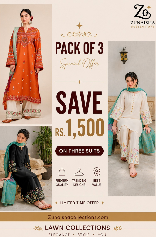 Pack of 3 Summer Lawn Suits | Save Rs. 1,500 | Limited Time Offer Deal 10