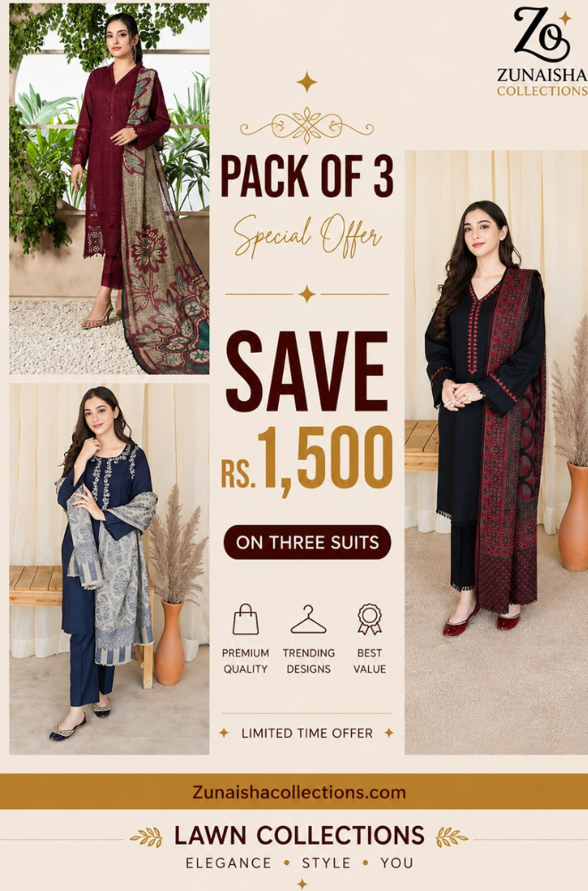 Pack of 3 Summer Lawn Suits | Save Rs. 1,500 | Limited Time Offer Deal 11
