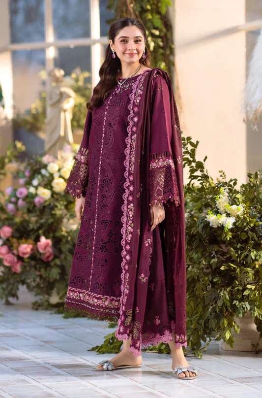 Bin Ilyas Freesia Lawn Chikenk-Kari Embroidered Three Piece BIL-003