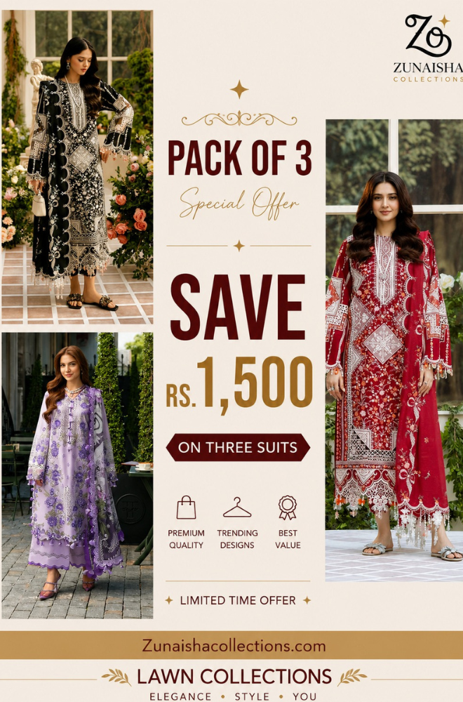 Pack of 3 Summer Lawn Suits | Save Rs. 1,500 | Limited Time Offer Deal 2