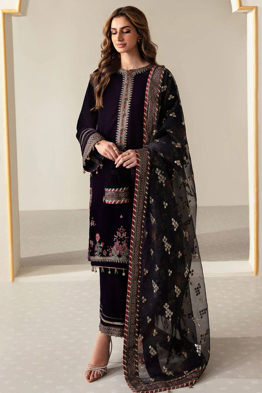 Baroque Velvet Embroiderd Three Piece BQR-952