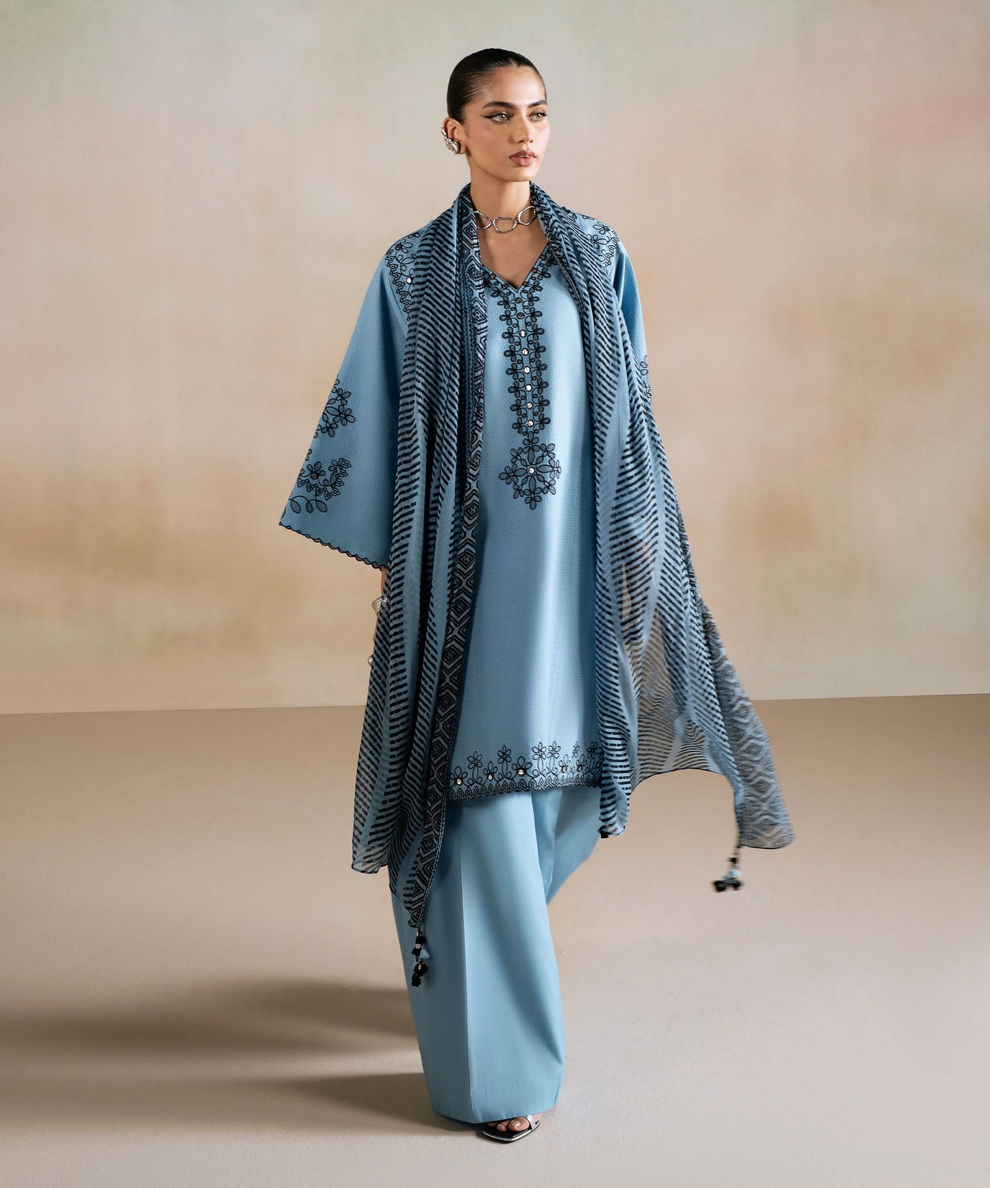 Sapphire Embroidered Lawn Three Piece D-327